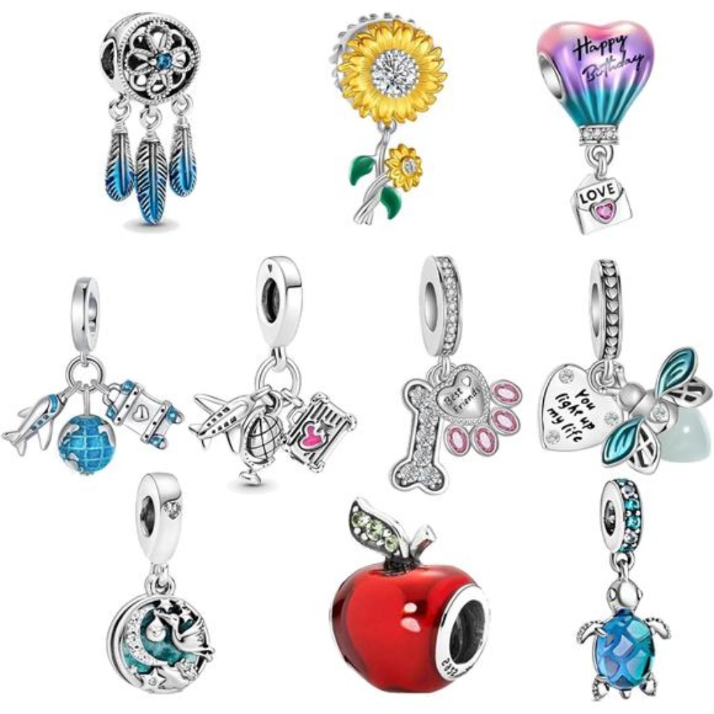 925 Sterling Silver Charms Set 10 Pack